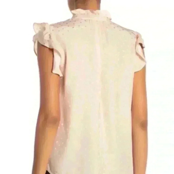 Rebecca Taylor Silk Jacquard Heart Ruffle Blouse - Size 6 - Picture 2 of 7